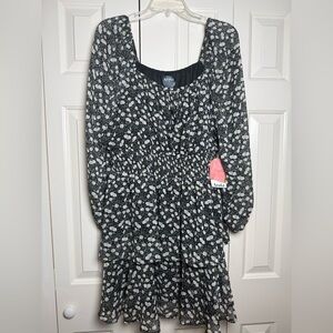 Arula black and white ditsy floral mini dress